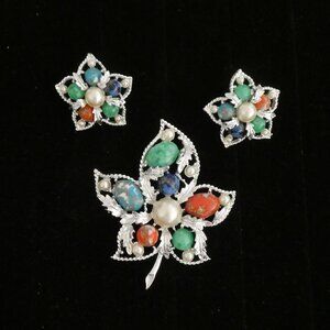 Sarah Conventry Brooch and Clip On Earrings Vintage Set